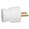 Fiche 2P+T - 16 A - plastique - sortie droite - blanc